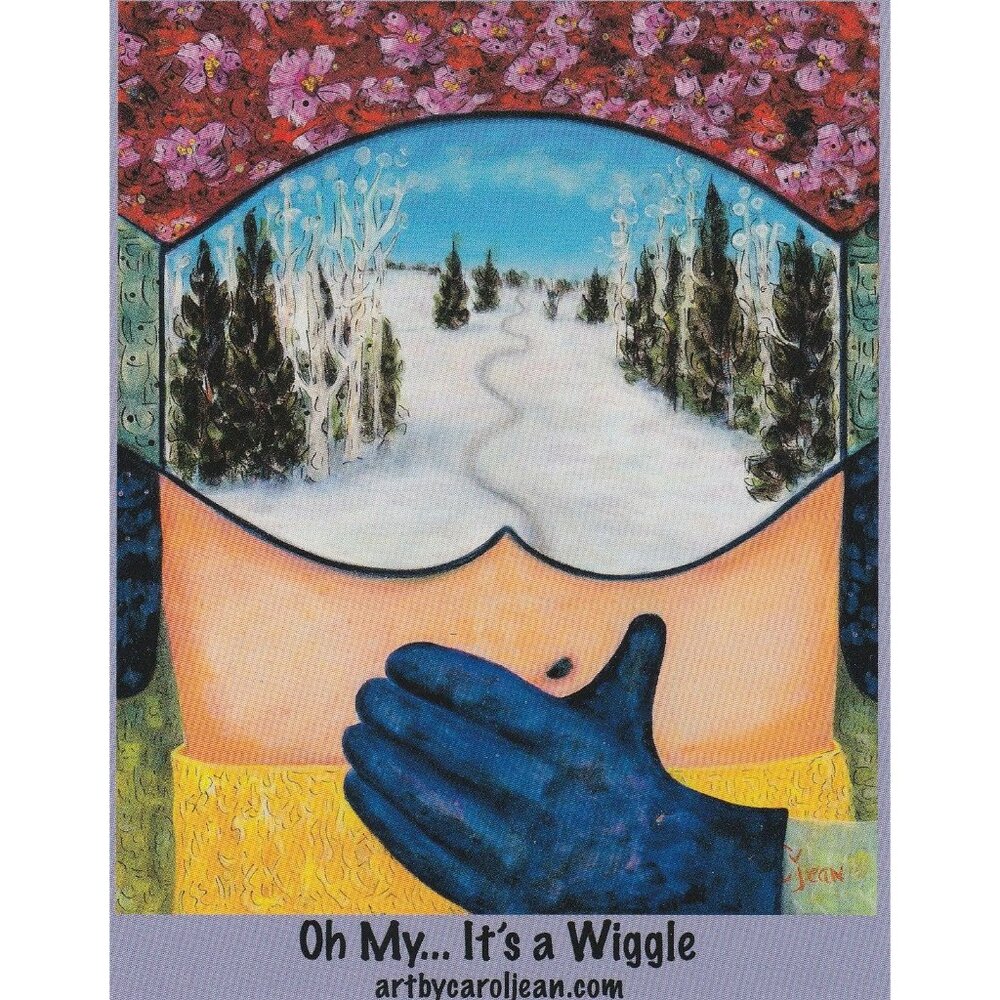 Oh My Its A Wiggle Art Print 4x5 Card Steamboat Springs Co Skiing Carol Jean